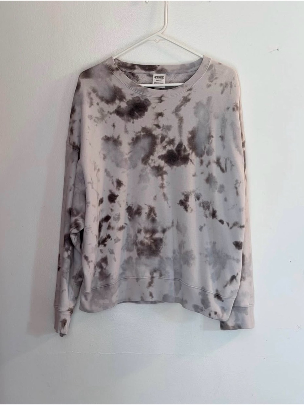 PINK Victoria's Secret Tie-Dye Crewneck Sweatshirt - Gray & White